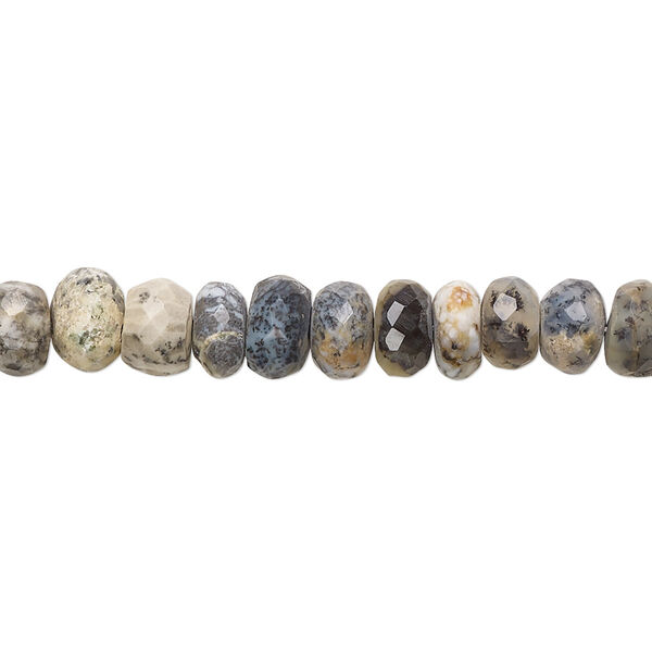 Dendritic opal 1pkg1, hand-cut faceted rondelle bead natural B- grade, 8 inch 6x3mm-7x5mm image number 0