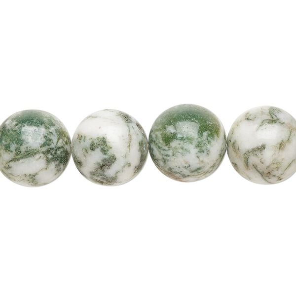 Tree agate 1pkg1, round bead natural 15.5-16 inch 12mm image number 0