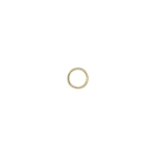 Jump ring, gold-plated brass, 6mm soldered round, 4.5mm inside diameter, 20 gauge. Sold per pkg of 100. image number 0