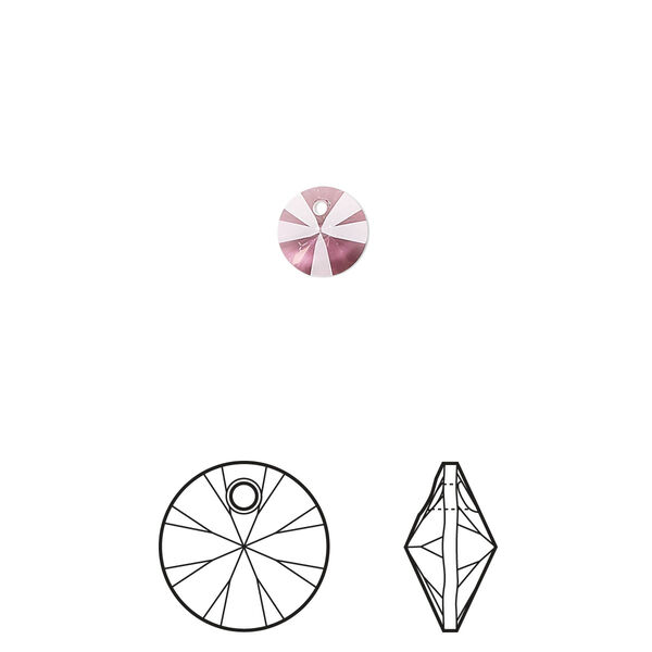 Drop 12pk crystal antique pink, Crystal Passions® 6mm pendant mini disk 6428 image number 0