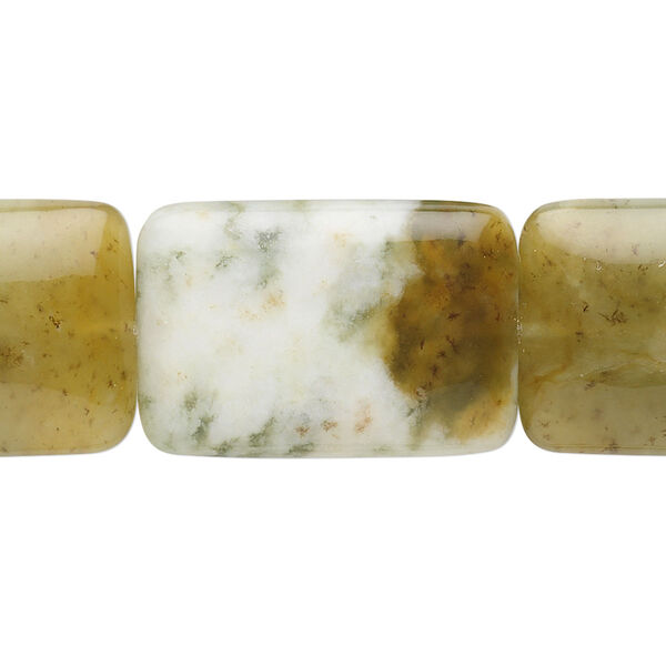 Antique new "jade" 1pkg1, rectangle bead natural 15.5-16 inch 25x17mm image number 0