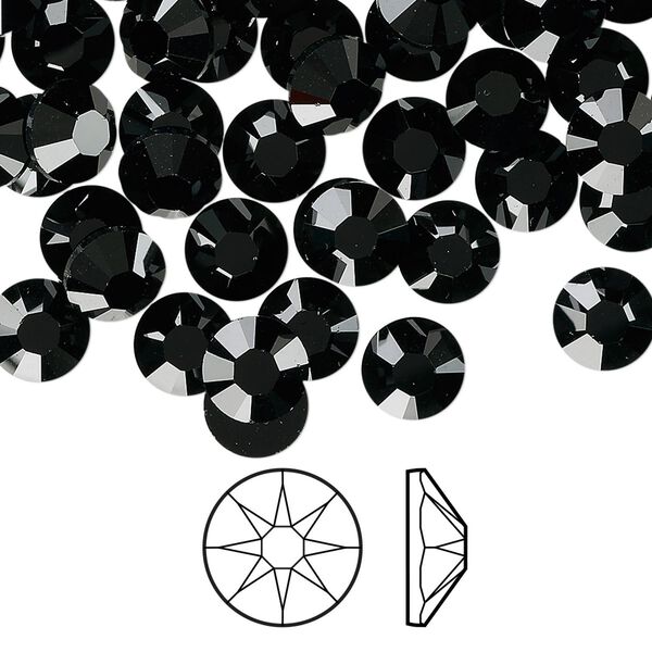 Flat back 144pk jet foil back, Swarovski® 7.07-7.27mm rose round SS34 2088 image number 0