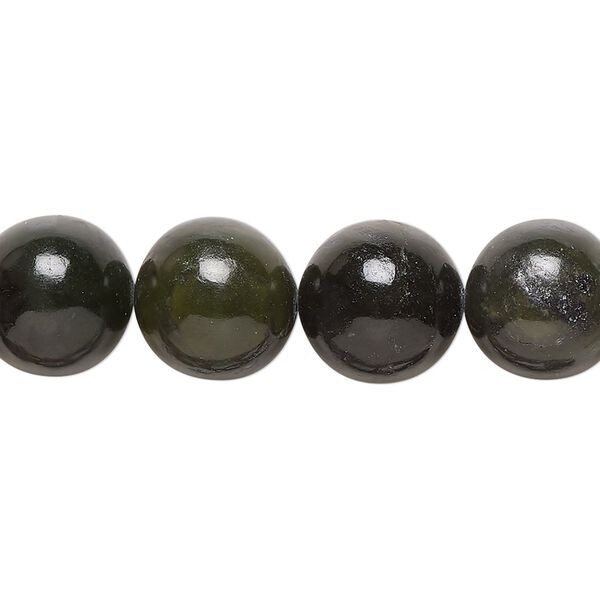 Nephrite jade 1pkg1, round bead natural 15.5-16 inch 12mm image number 0