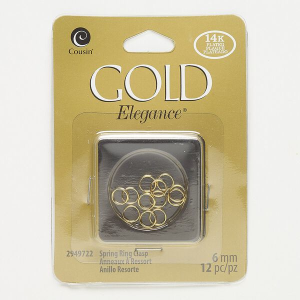 Split ring, lacquer and gold-plated copper, 6mm round. Sold per pkg of 12. image number 0