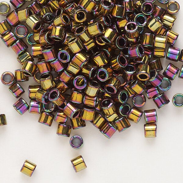 Seed bead, Delica®, glass, pkg/7.5g, #8 round, opaque metallic iris bronze (DBL-0023). image number 0
