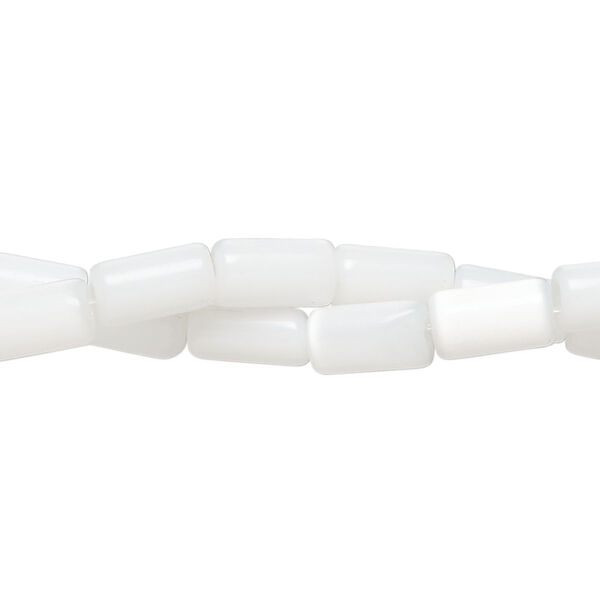 Bead fiber optic 2pk opaque white, 8x4mm-9x6mm round tube 14 inch image number 0