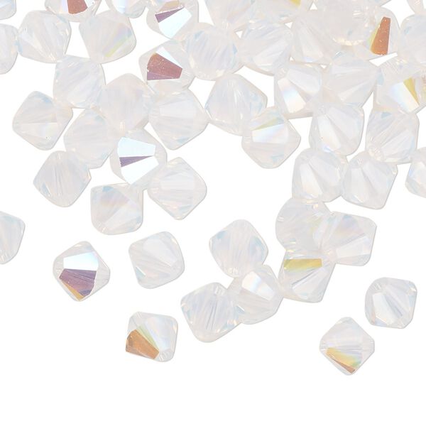 Bead 144pk white opal shimmer, Crystal Passions® 6mm bicone 5328 image number 0