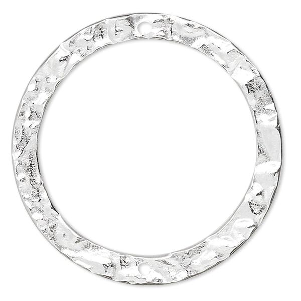 Link, sterling silver, 23mm hammered open round. Sold per pkg of 2. image number 0