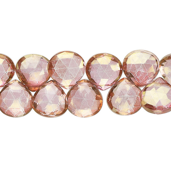 Quartz crystal 1pkg1, hand-cut top-drilled faceted puffed teardrop bead B grade, 7 inch 8-11mm image number 0