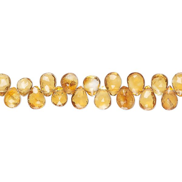 Golden citrine 1pkg1, hand-cut top-drilled faceted puffed teardrop bead 8 inch 4x3mm-6x5mm image number 0