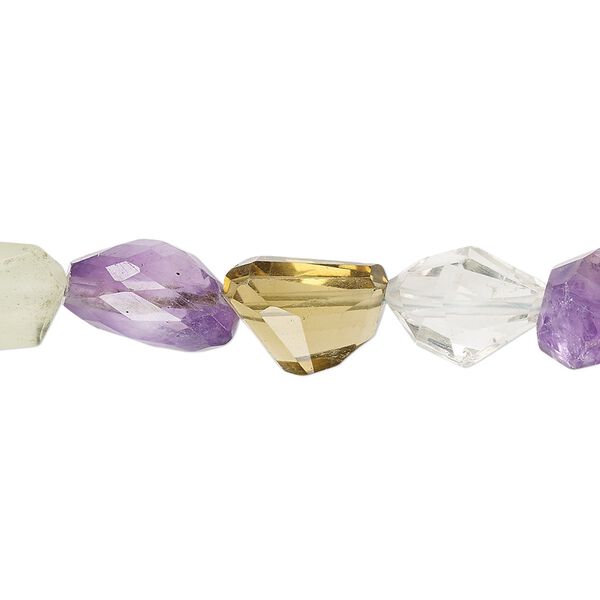 Multi-gemstone 1pkg1, hand-faceted nugget bead 8 inch small image number 0