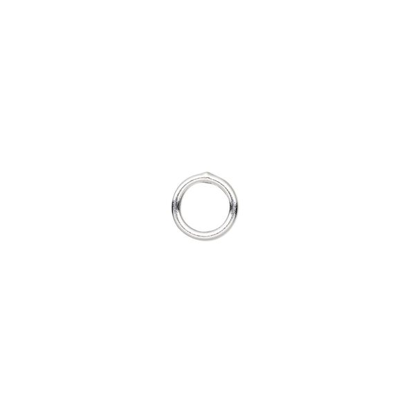 Jump ring, sterling silver, 7mm soldered round, 5mm inside diameter, 18 gauge. Sold per pkg of 8. image number 0