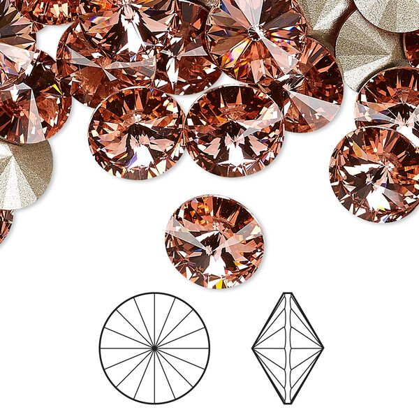 Chaton 48pk rose peach foil back, Crystal Passions® 10.54-10.91mm rivoli SS47 1122 image number 0