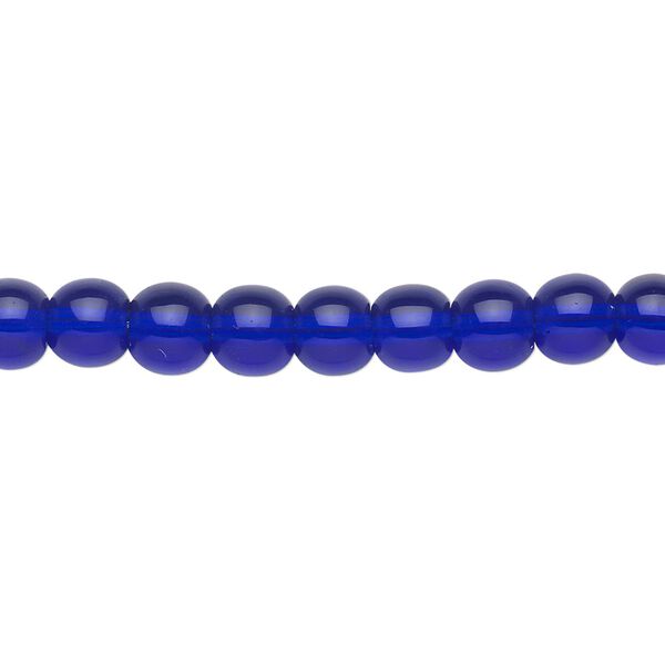 Bead, glass, cobalt blue, 6mm round. Sold per 36-inch strand. image number 0