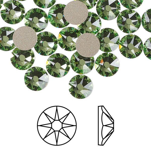 Flat back 12pk peridot foil back, Crystal Passions® Regenerated 7.07-7.27mm rose round SS34 2088 image number 0