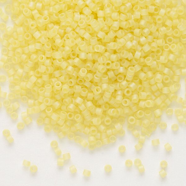 Seed bead, Delica®, glass, pkg/250g, #11 round, translucent matte rainbow yellow (DB-0854). image number 0