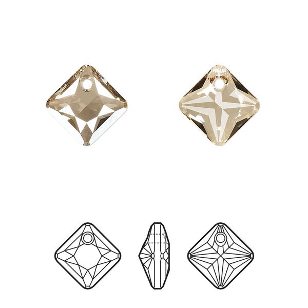 Drop 48pk crystal golden shadow, Swarovski® 11.5mm pendant princess cut 6431 image number 0