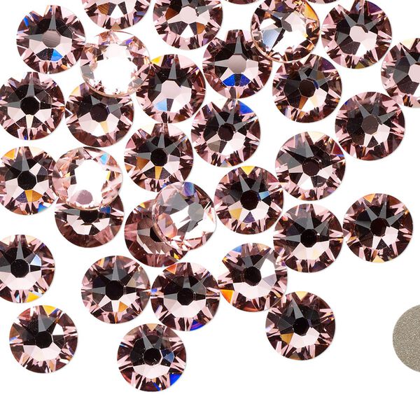 Flat back 144pk light rose foil back, Swarovski® 7.07-7.27mm rose round SS34 2088 image number 0