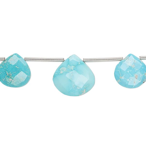 Imperial crown turquoise 1pkg7, hand-cut top-drilled faceted puffed teardrop bead natural graduated 9-13mm image number 0