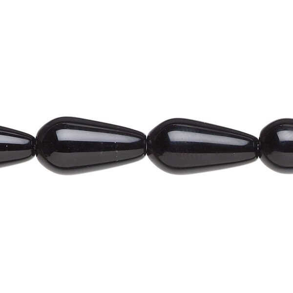 Black onyx 1pkg1, teardrop bead 15.5-16 inch 16x8mm image number 0
