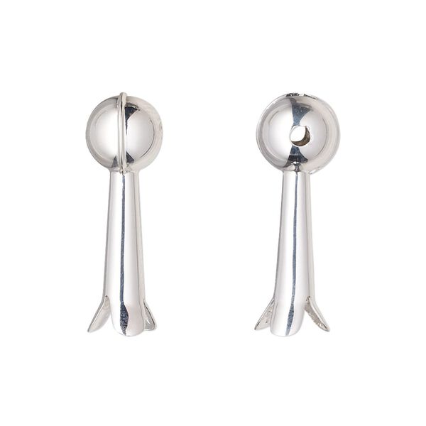 Bead, sterling silver, 25x8.5mm squash blossom. Sold individually. image number 0
