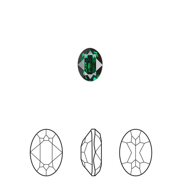Fancy stone 4pk majestic green foil back, Crystal Passions® 8x6mm oval 4120 image number 0