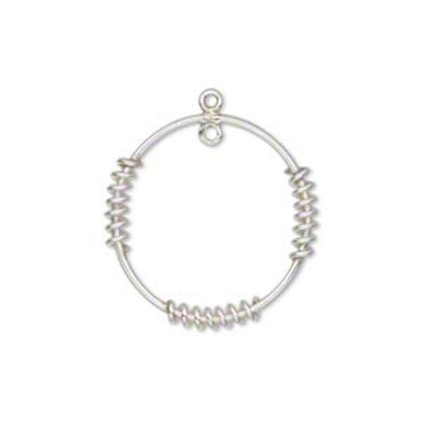 Drop, sterling silver, 21mm open round with 3 coils and 1 loop. Sold individually. image number 0