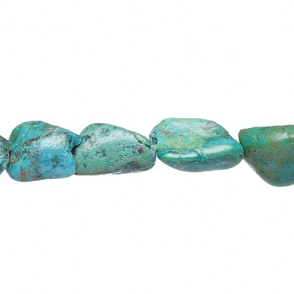 Turquoise 1pkg1, flat nugget bead 7 inch small image number 0