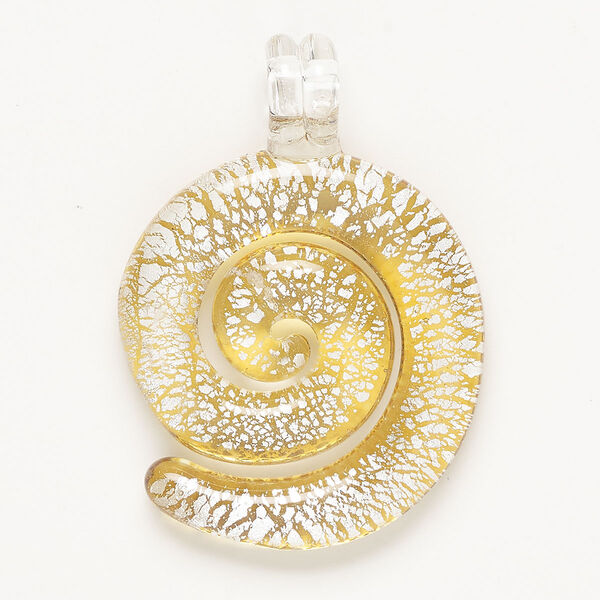 Focal, lampworked glass, opaque yellow, 42x40mm spiral. Sold individually image number 0