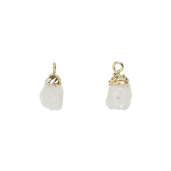 Rainbow moonstone / sterling silver 1pkg1, electrocoated gold-plated hand-cut nugget drop natural 8x5mm-9x7mm image number 0