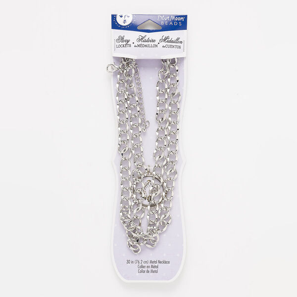 Chain, silver-finished steel, 10mm curb, 30 inches with 3-inch extender. Sold individually. image number 0