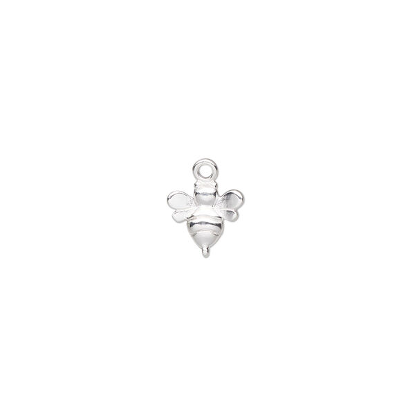 Charm Amoracast® 1pkg1 sterling silver, 9x8mm single-sided bumble bee image number 0