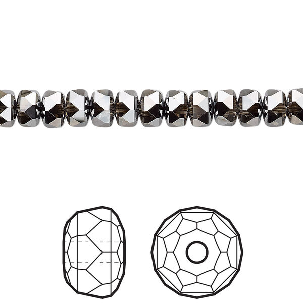 Bead 36pk crystal silver night, Crystal Passions® 6x4mm rondelle 5045 image number 0