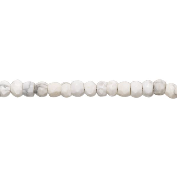 Howlite 1pkg1, hand-cut faceted rondelle bead natural 10 inch 4x2mm-5x3mm image number 0