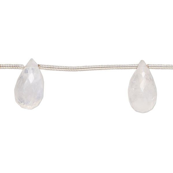 Rainbow moonstone 1pkg6, hand-cut top-drilled faceted teardrop bead natural 11x7mm-13x8mm image number 0