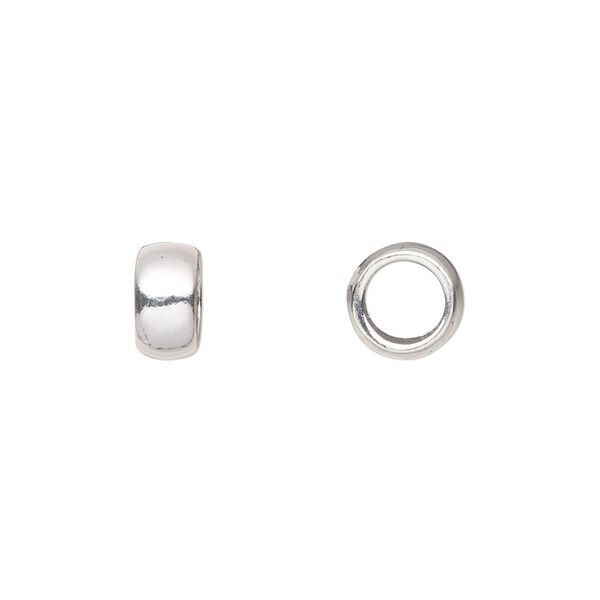 Bead, sterling silver, 8x4.5mm smooth rondelle Sold per pkg of 2. image number 0