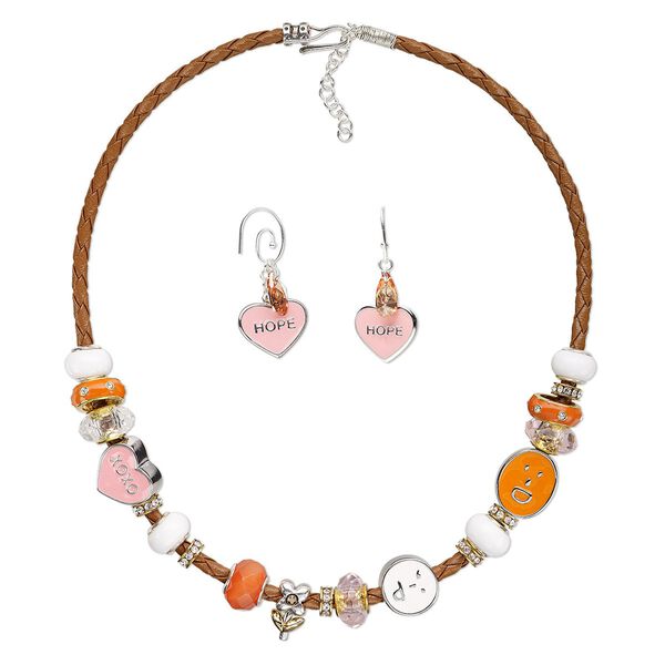 Necklace and earring set, One of a Kind Jewelry, 17-1/2 inch necklace and 42mm earrings. Only one available. image number 0