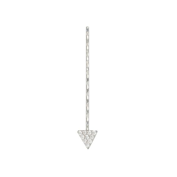 Paddle pin, cubic zirconia and rhodium-plated sterling silver, clear, 1-inch diamond-cut twisted with 5mm triangle, 22 gauge. Sold individually. image number 0