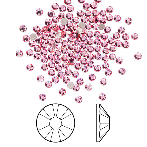 Flat back 1440pk light rose foil back, Swarovski® 2.1-2.3mm rose round SS7 2058 image number 0