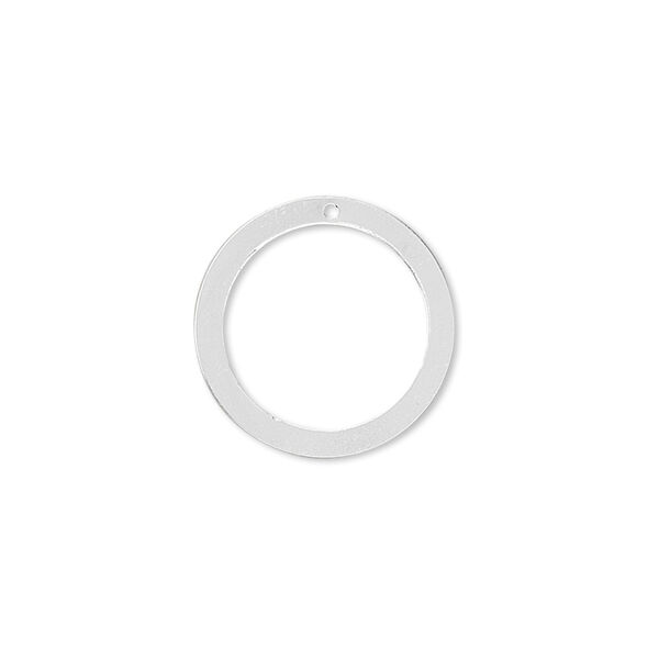 Drop, sterling silver, 18mm open flat round. Sold individually. image number 0