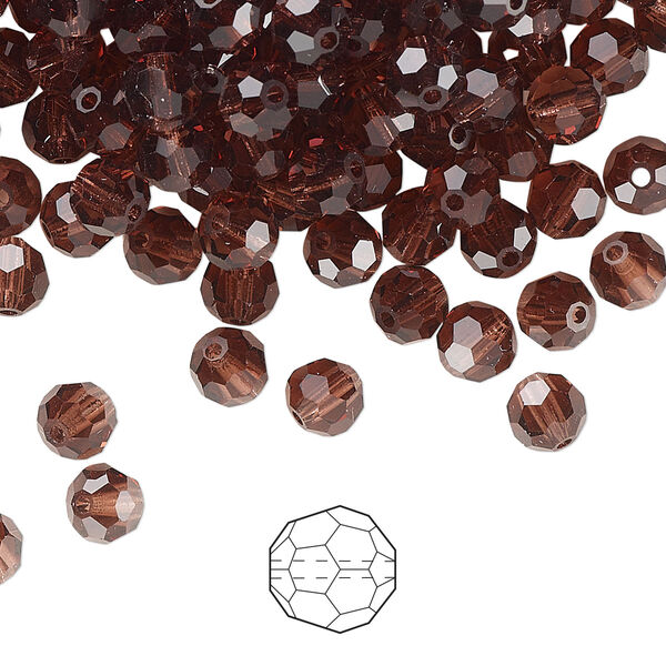 Bead 144pk light burgundy, Preciosa Czech crystal 5mm round image number 0