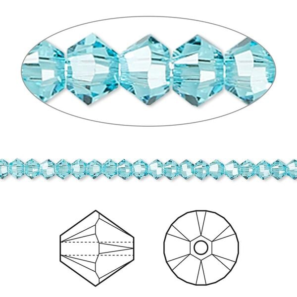 Bead 144pk light turquoise, Crystal Passions® 3mm bicone 5328 image number 0