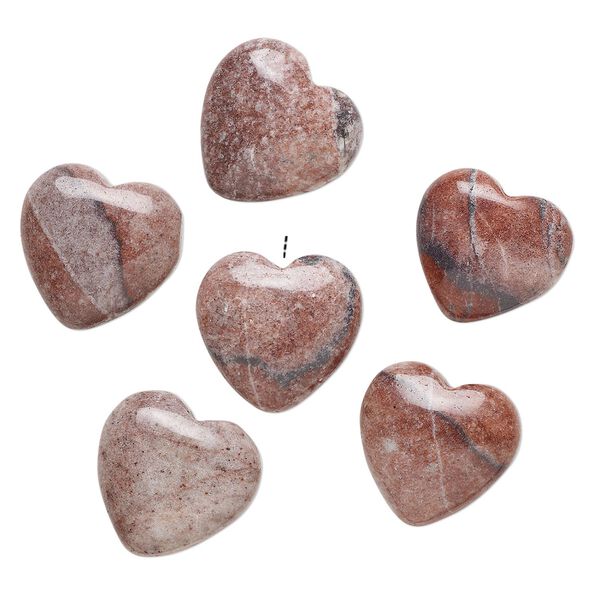 Fancy jasper 1pkg6, half-drilled puffed heart drop natural 14-16mm image number 0