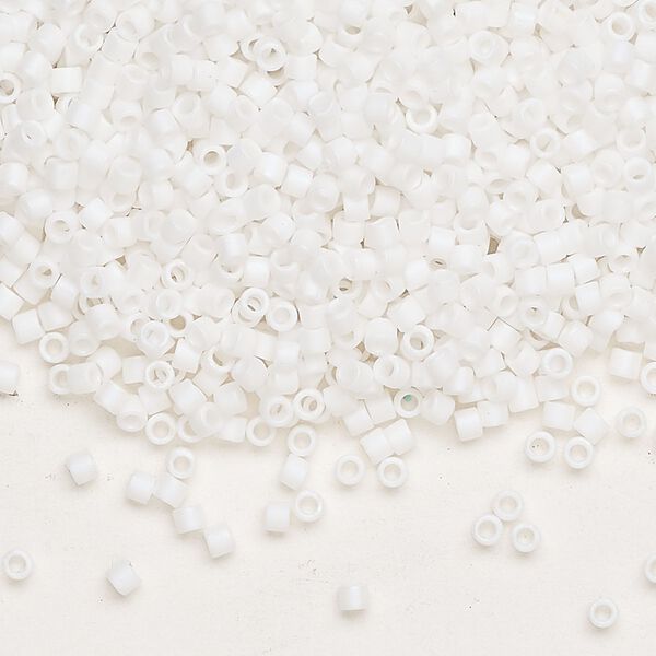 Seed bead, Delica®, glass, pkg/250g, #10 round, opaque matte rainbow chalk white (DBM-0351). image number 0