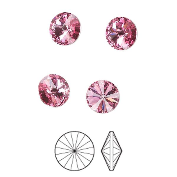 Chaton 8pk rose foil back, Preciosa MAXIMA Czech crystal rhinestone 8.16-8.41mm rivoli SS39 image number 0