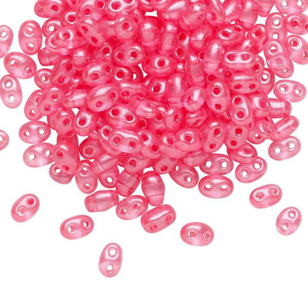 Seed bead, Preciosa Twin™ Czech glass, pkg/250g, 5x2.5mm oval, transparent rose terra pearl clear, (08398). image number 0