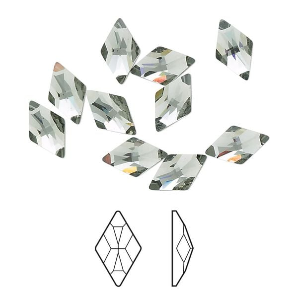 Flat back 144pk black diamond foil back, Crystal Passions® 10x6mm rhombus 2709 image number 0