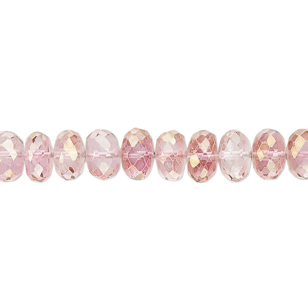 Quartz crystal 1pkg1, hand-cut faceted rondelle bead 7 inch 7x4mm-8x6mm image number 0