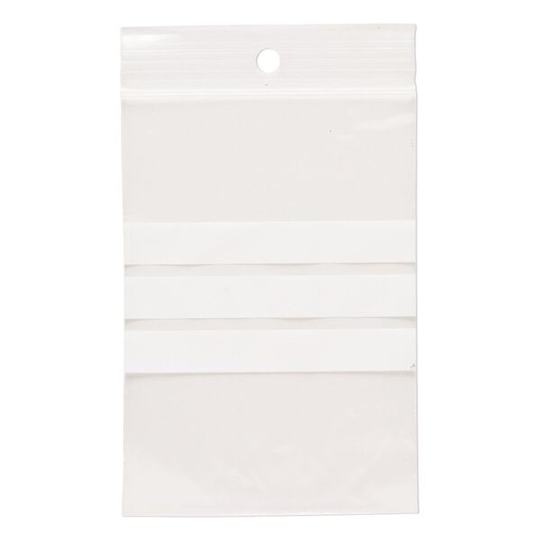Bag, Tite-Lip™, plastic, white and clear, 4x2-3/4 inch top zip. Sold per pkg of 100. image number 1