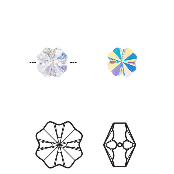 Bead 288pk crystal AB, Swarovski® 8mm clover 5752 image number 0